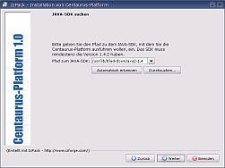 Auswahl des J2SE SDK 1.4.2, welches benutzt werden soll