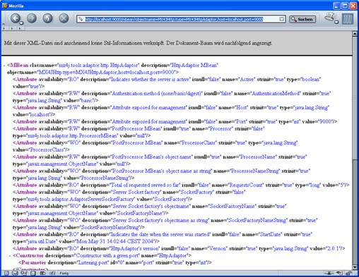 JmxAdaptor mit XML GUI